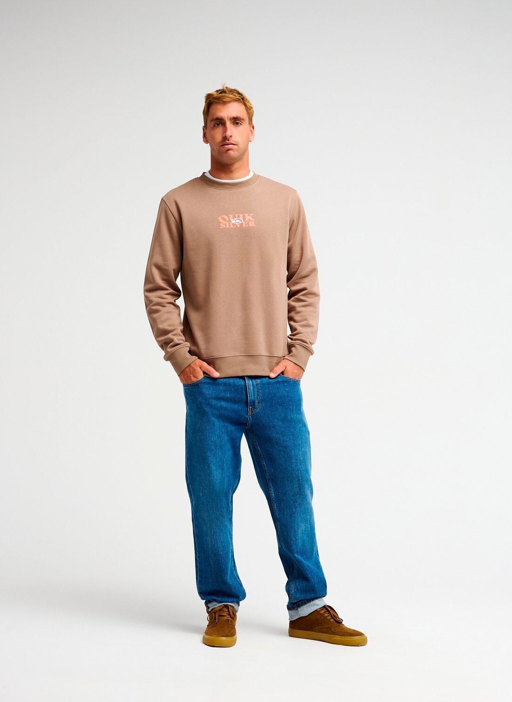 Sweatshirts True Crew herren beige Quiksilver Sweatshirts True Crew herren beige PINE BARK