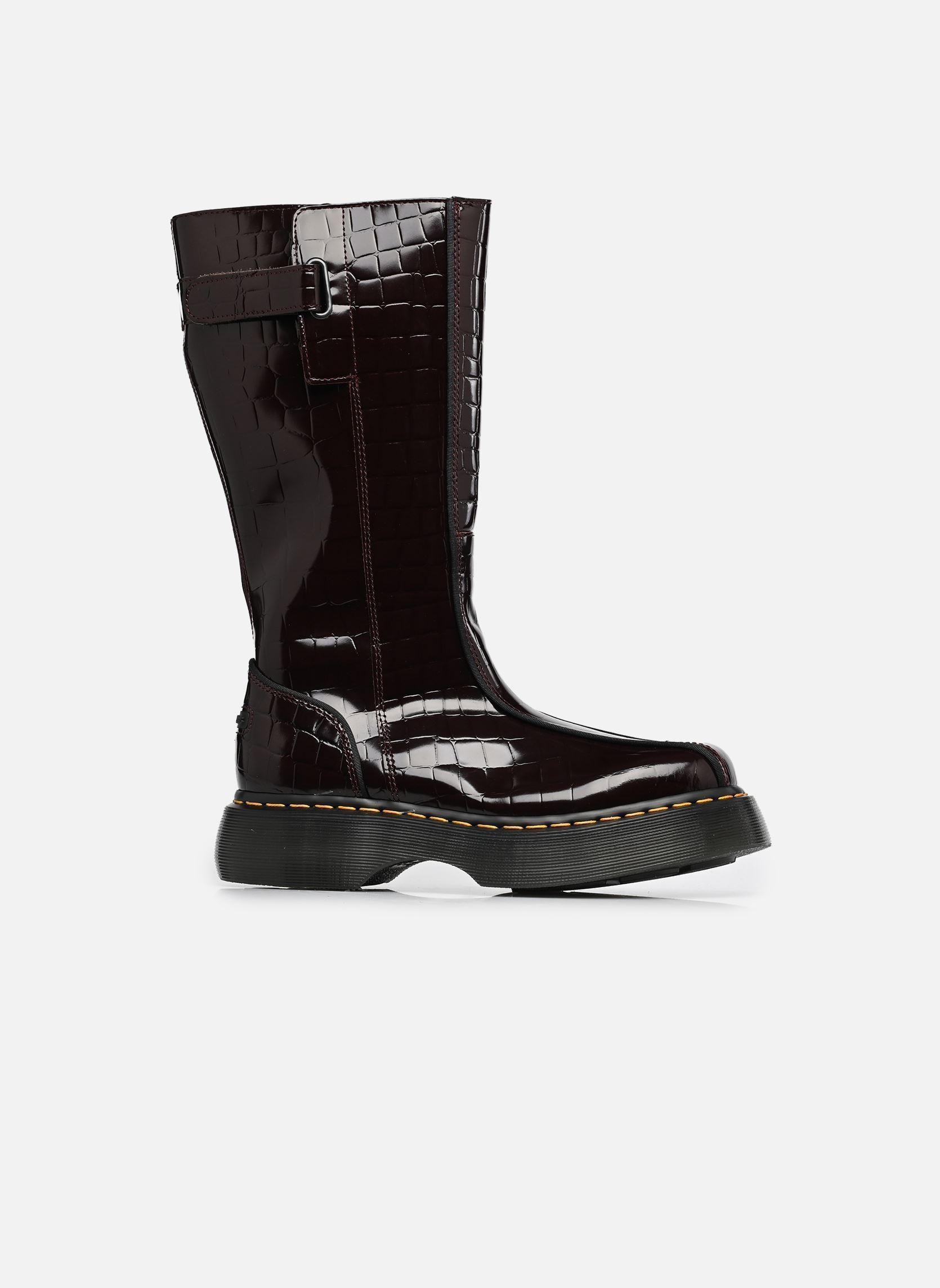 Bottes Buzz Hi femme bordeaux Dr. Martens Bottes Buzz Hi femme bordeaux OXBLOOD HIGH SHINE CROC EMBOSS