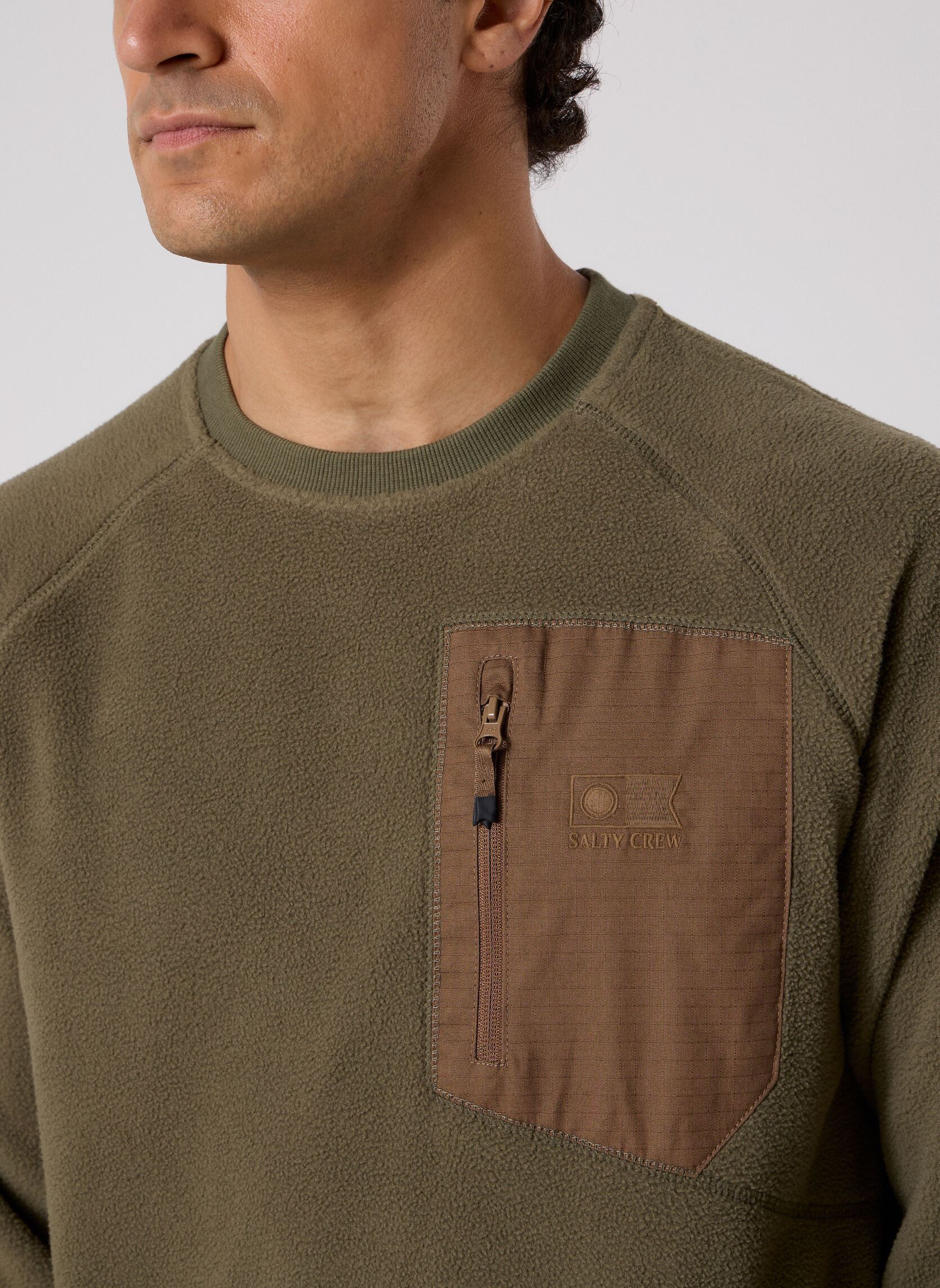 Fleece truien Reel Polar Crew heren khaki Salty Crew Fleece truien Reel Polar Crew heren khaki DUSTY OLIVE