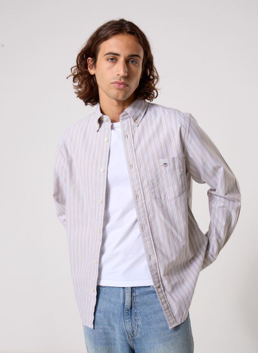GANT Chemises Reg Classic Oxford Stripe Shirt homme beige
