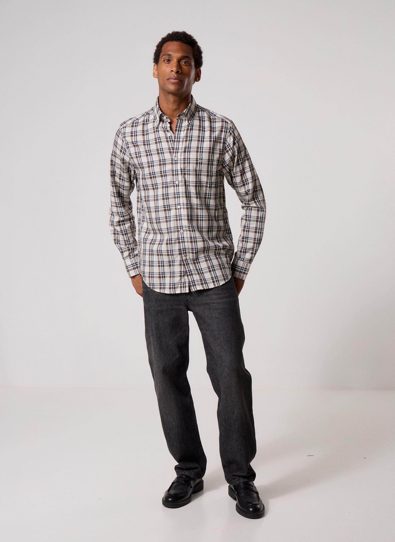 Chemises Reg Twill Check Shirt homme marron GANT Chemises Reg Twill Check Shirt homme marron SAND