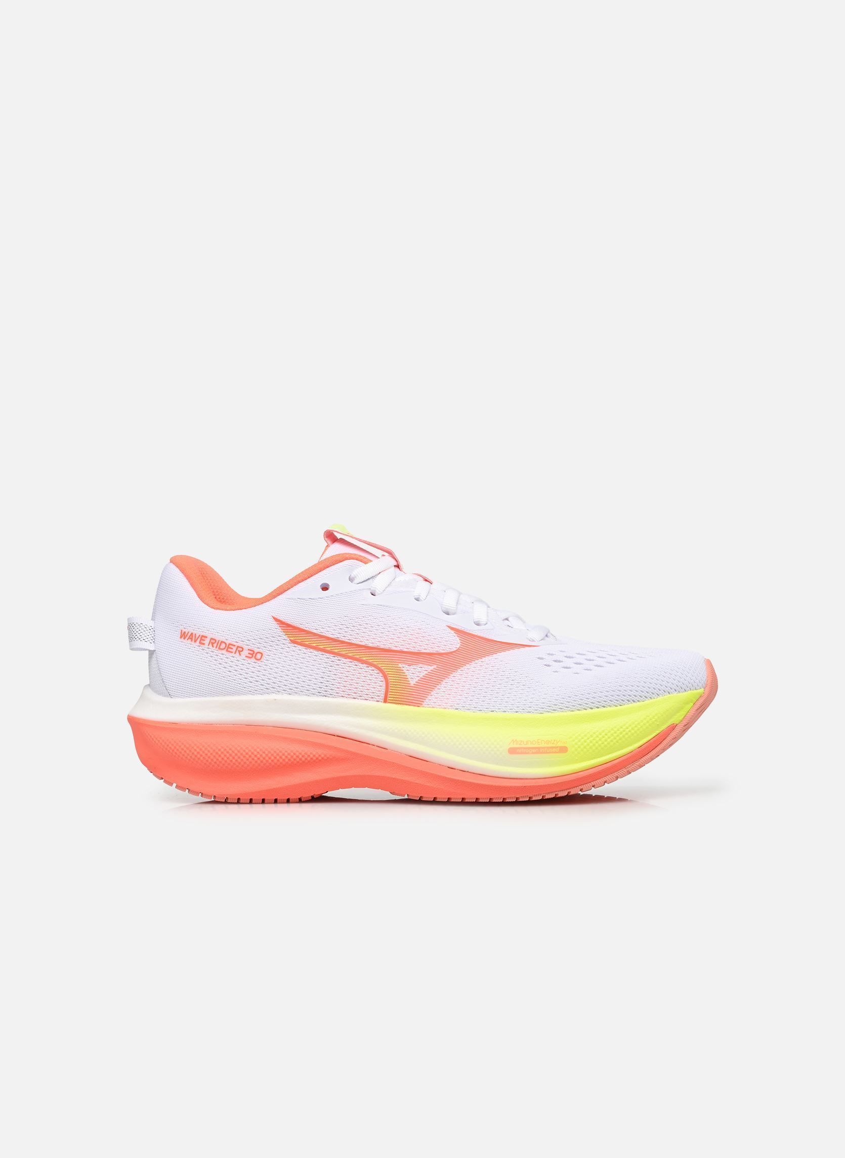 Chaussures de sport WAVE RIDER 30 W femme blanc Mizuno Chaussures de sport WAVE RIDER 30 W femme blanc WHITE/FLAMINGO CORAL/LIME PULP