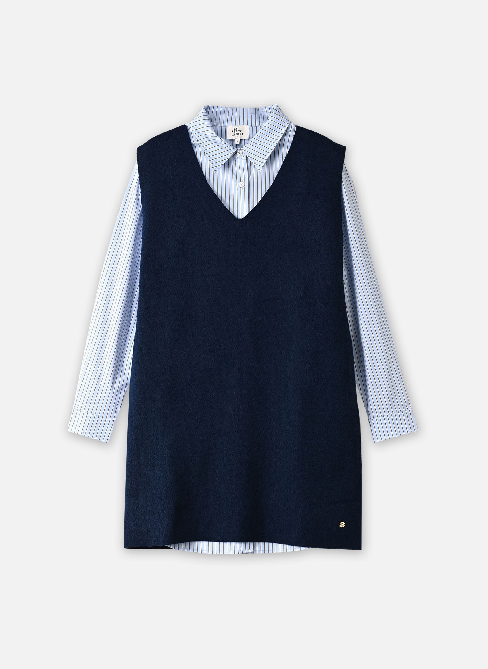 Overhemdjurken Modestine dames blauw La Petite Etoile Overhemdjurken Modestine dames blauw MARINE