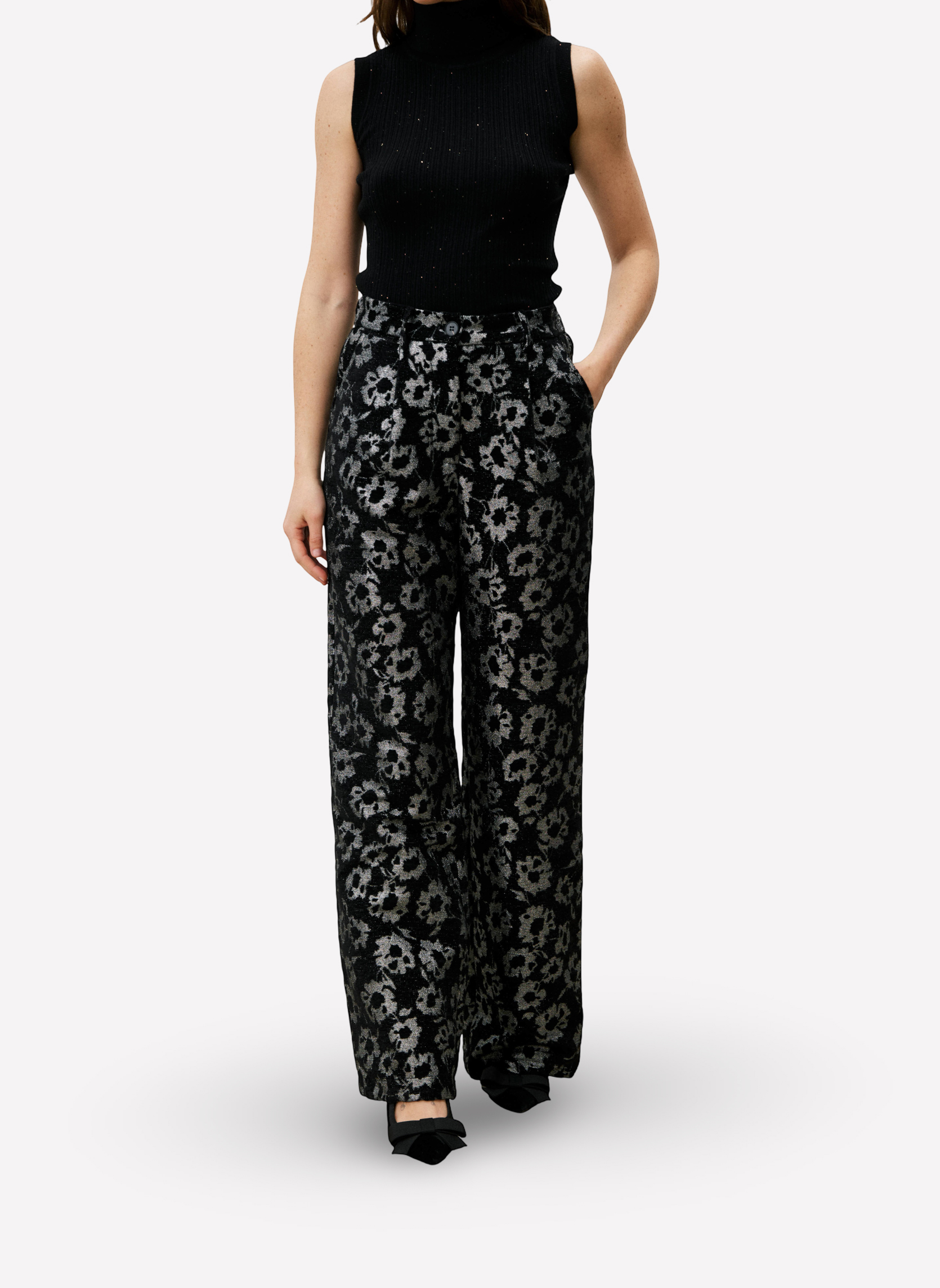 Pantalon Droit En Coton Noir Youline, Taille 44 Femme, Comme Neuf, Occasion Impeccable