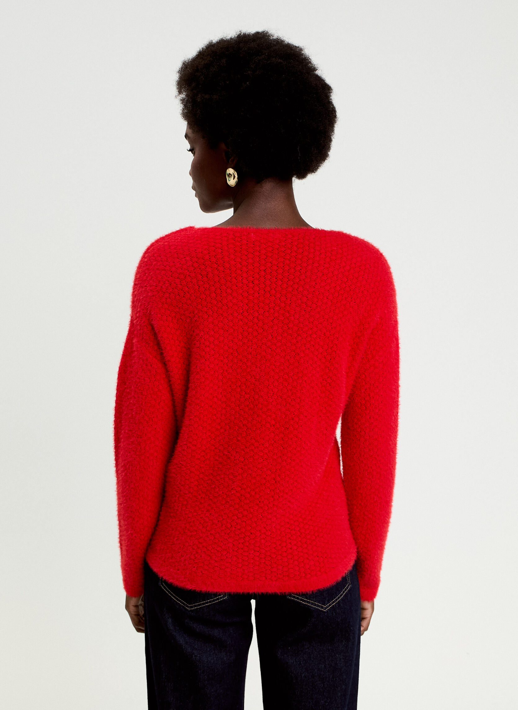 Pull Femme RALSEY Rouge, Col En Vachette, Taille 3X - Neuf Avec étiquettes, Manches 3/4