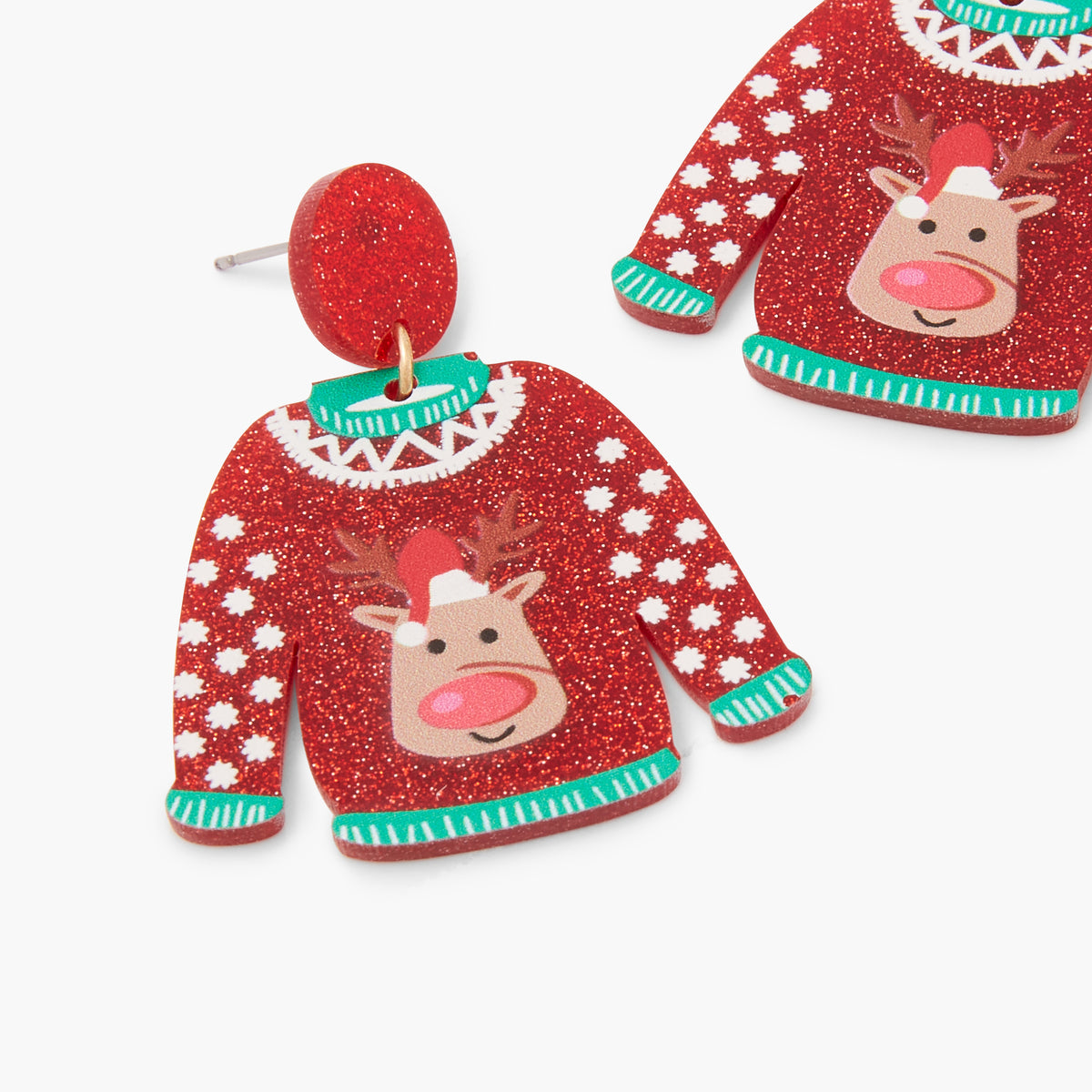 Boucles D'oreilles Pendantes Noël - Rouge - Alliage - Neuves Avec étiquettes - Cadeau Fêtes