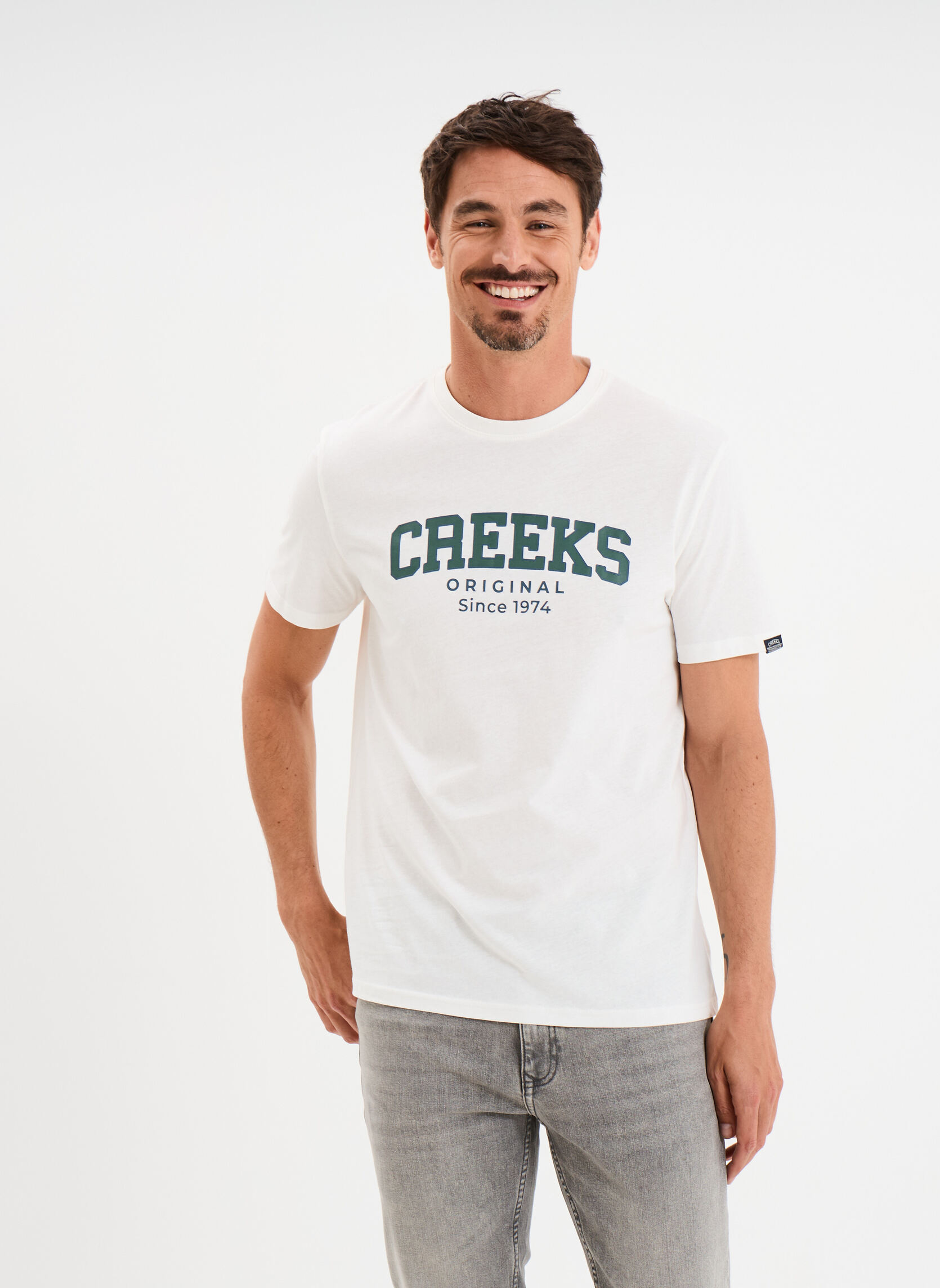 CREEKS Tee-shirts T-shirt - CRE1TUPAC_ORIGINSNOWVERT homme blanc