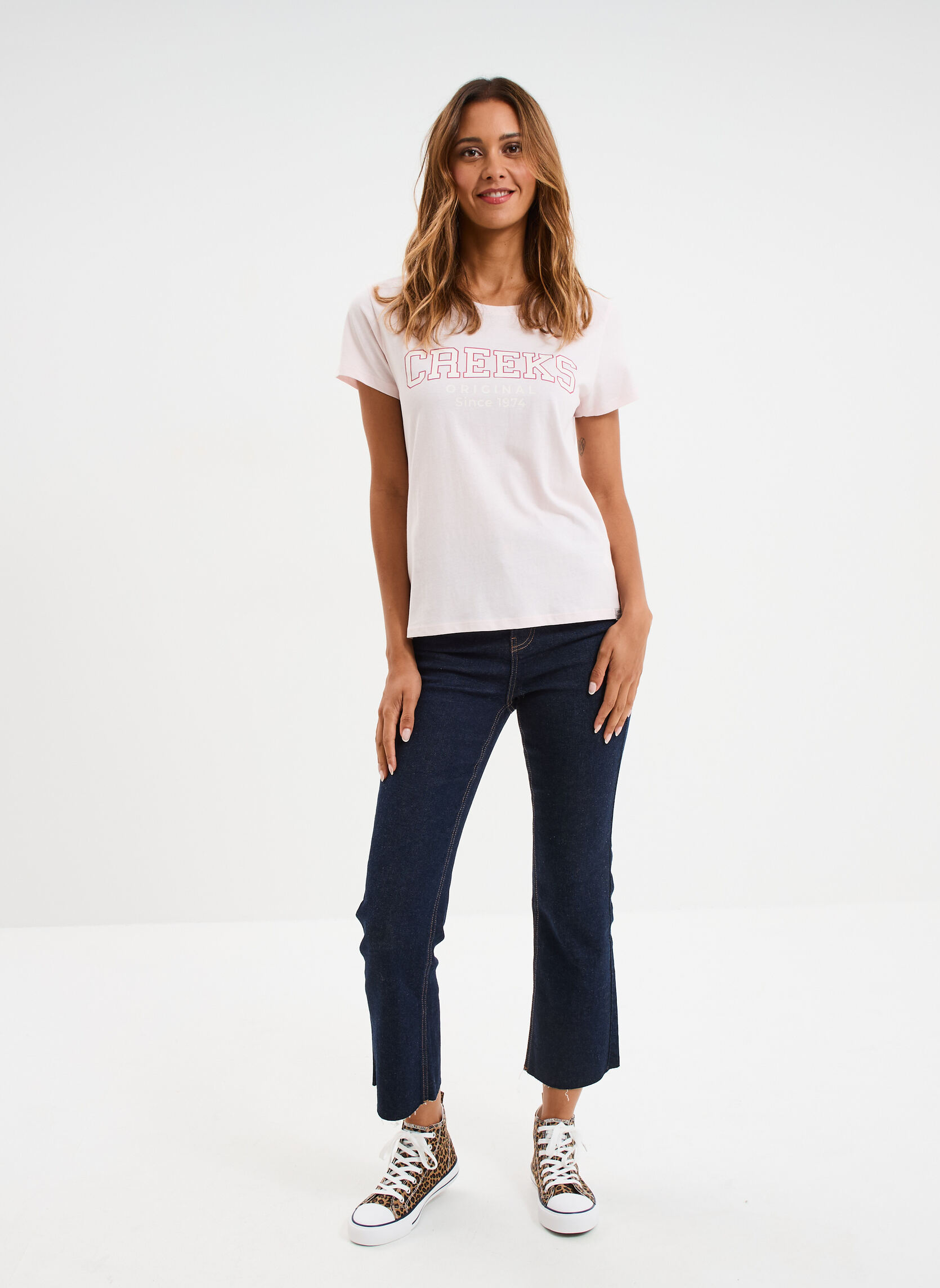 Tee-shirts CRE3_TPAULA femme rose CREEKS Tee-shirts CRE3_TPAULA femme rose Rose clair