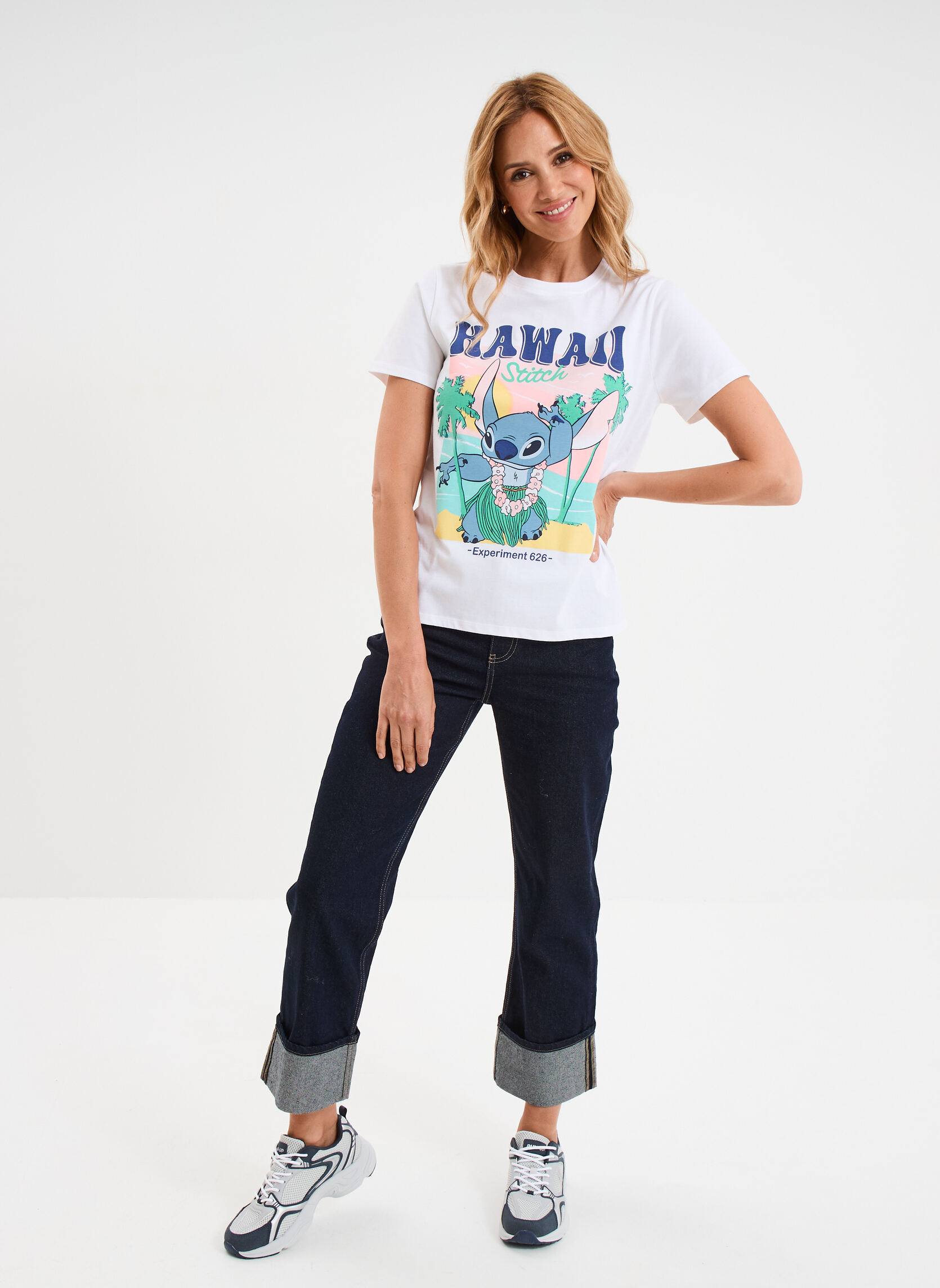 Tee-shirts SUN_YE90815.F11 femme blanc Stitch Tee-shirts SUN_YE90815.F11 femme blanc Blanc