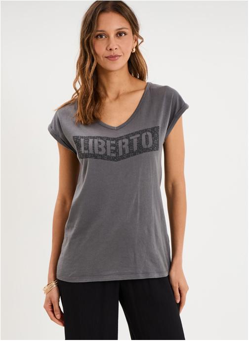 LIBERTO Tee-shirts MIS3_TICONACCIDAYS femme gris
