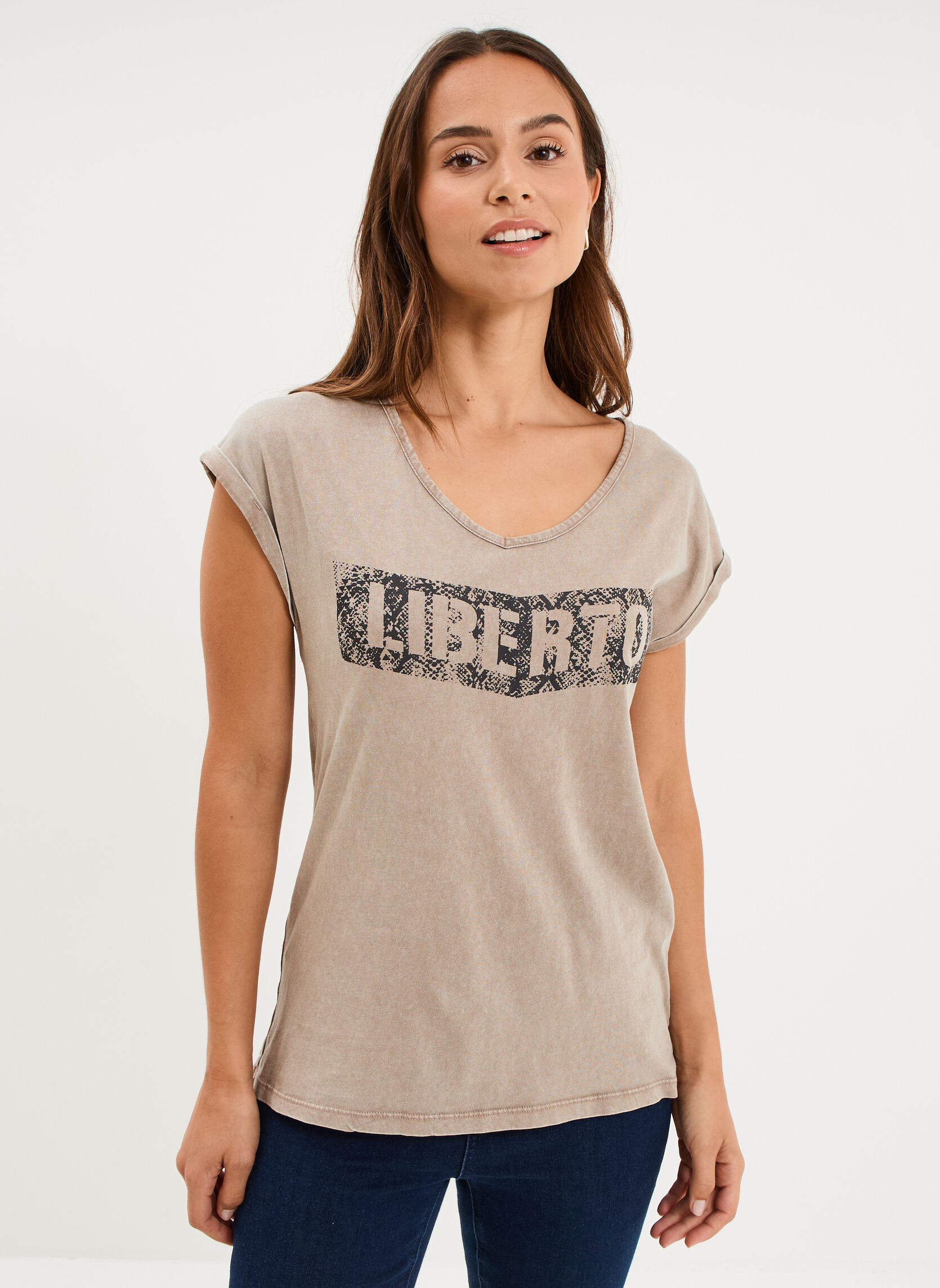Tee-shirts T-shirt - MIS3_TICONACCIDAYS femme marron LIBERTO Tee-shirts T-shirt - MIS3_TICONACCIDAYS femme marron Marron clair