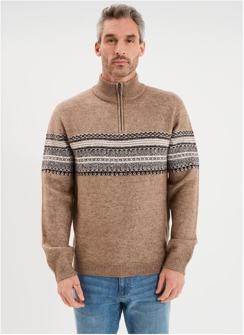 CREEKS Pulls Pull - CRE1JACQUARDZIP homme marron