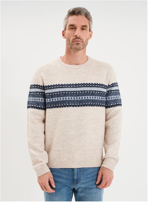 CREEKS Pulls Pull - CRE1JACQUARD homme beige