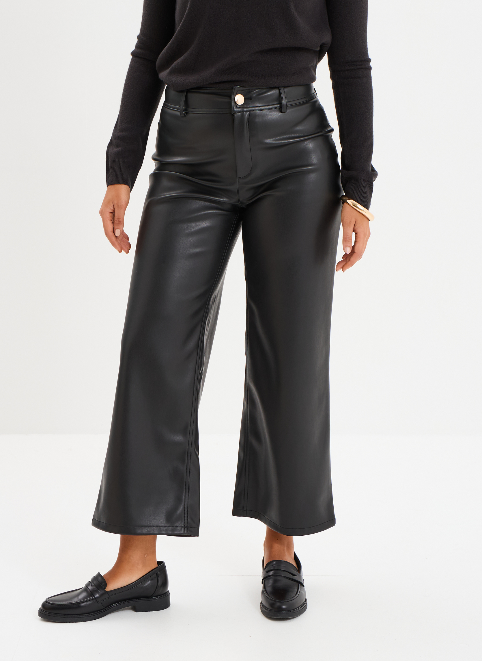 Pantalons droit Pantalon - MOS3_PMARINCUIR femme noir Mosquitos Pantalons droit Pantalon - MOS3_PMARINCUIR femme noir Noir
