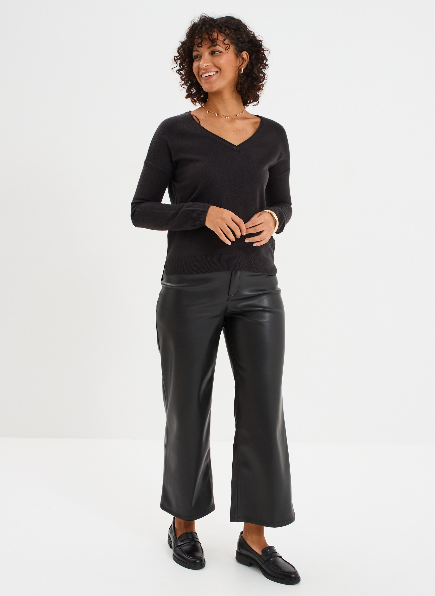 Pantalons droit Pantalon - MOS3_PMARINCUIR femme noir Mosquitos Pantalons droit Pantalon - MOS3_PMARINCUIR femme noir Noir