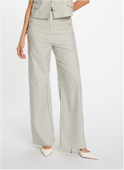 Morgan Pantalons droit 252-PSTRIPE femme blanc