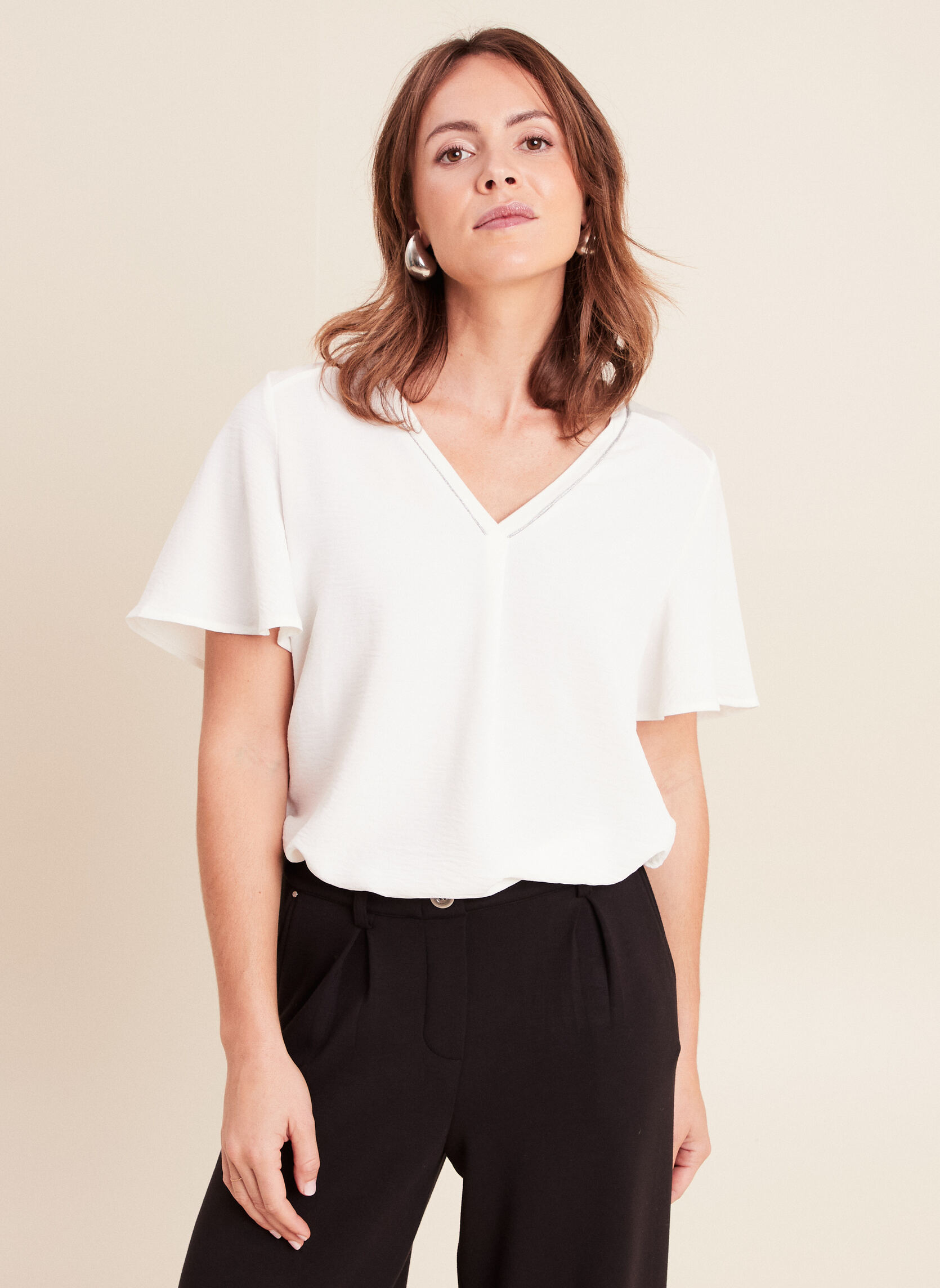 Inrosy robe de grossesse dentelle v-cou manches courtes femme élégant