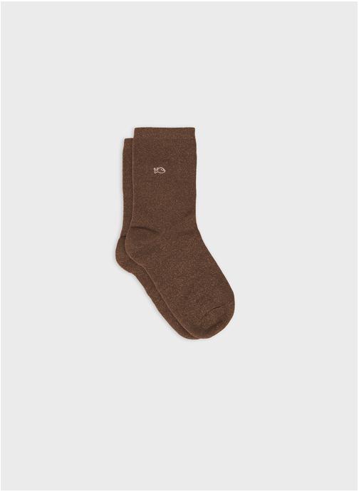 BILLYBELT Chaussettes Unies pailletées femme marron