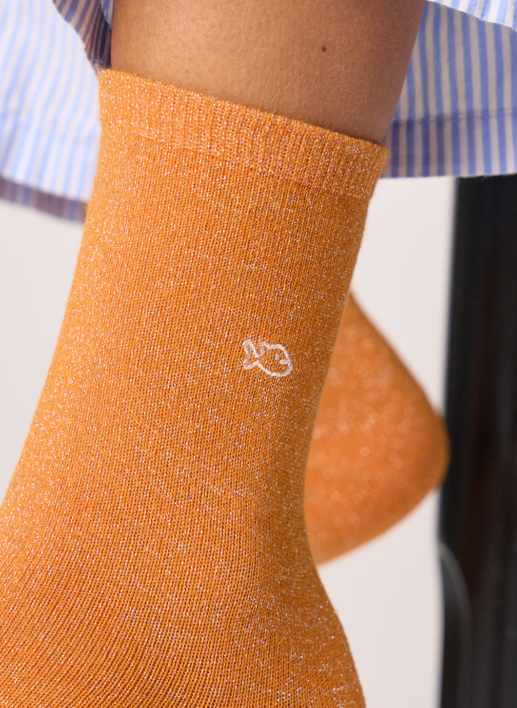 Chaussettes Unies pailletées femme orange BILLYBELT Chaussettes Unies pailletées femme orange Orange foncé