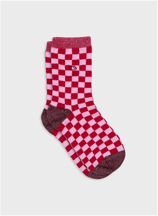 BILLYBELT Chaussettes A carreaux femme rouge