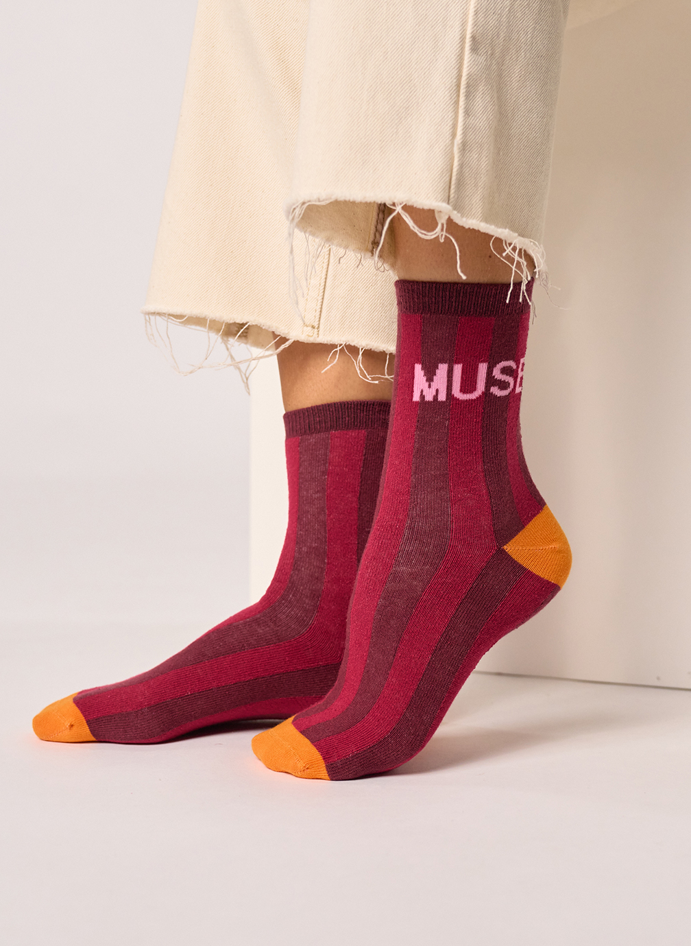 Chaussettes A rayures femme rouge BILLYBELT Chaussettes A rayures femme rouge Rouge