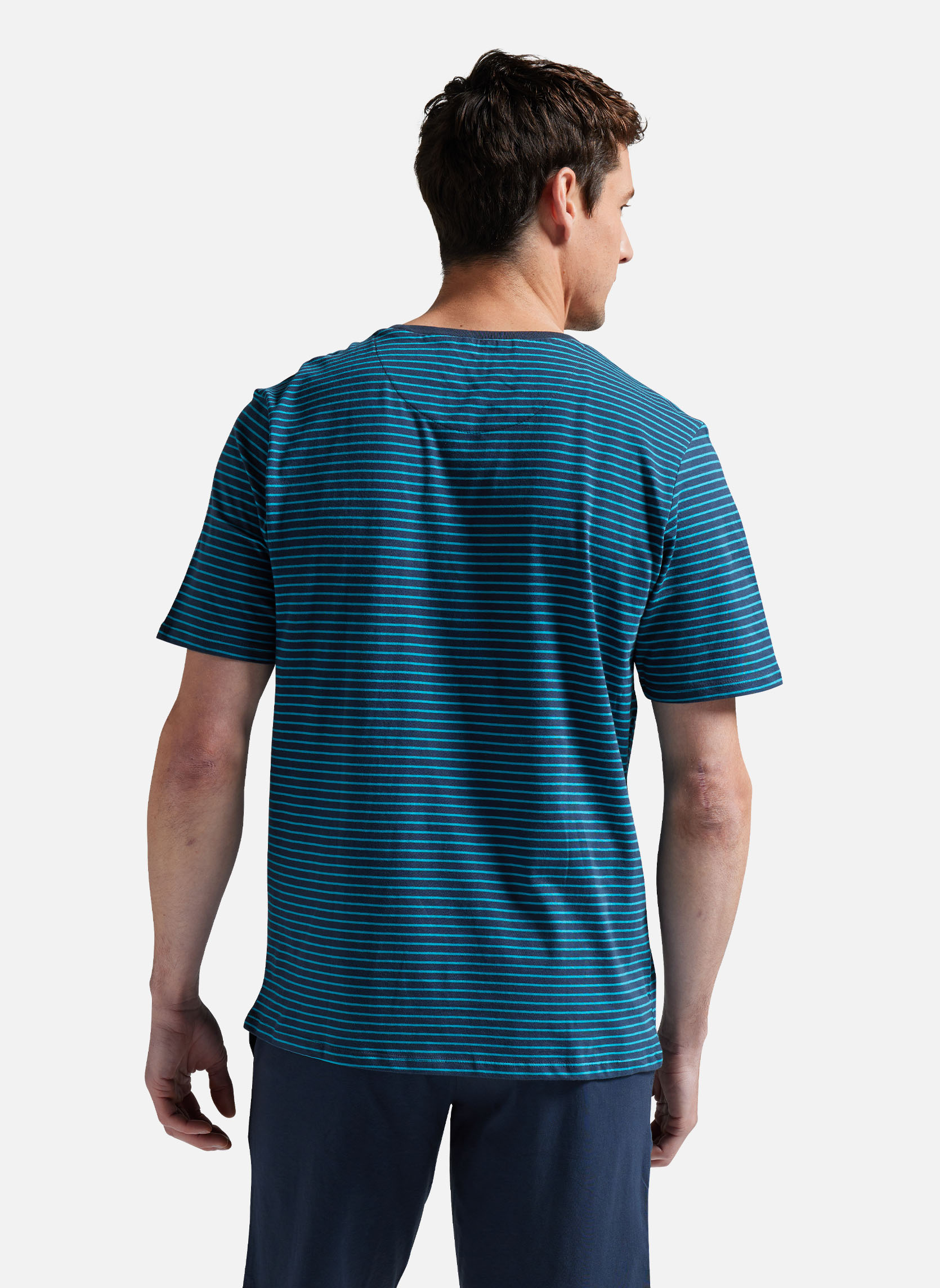 Athena Ensemble Pyjama Homme Long Rayé - Pyjama Été Confortable Avec Poche Et Cordon De Serrage