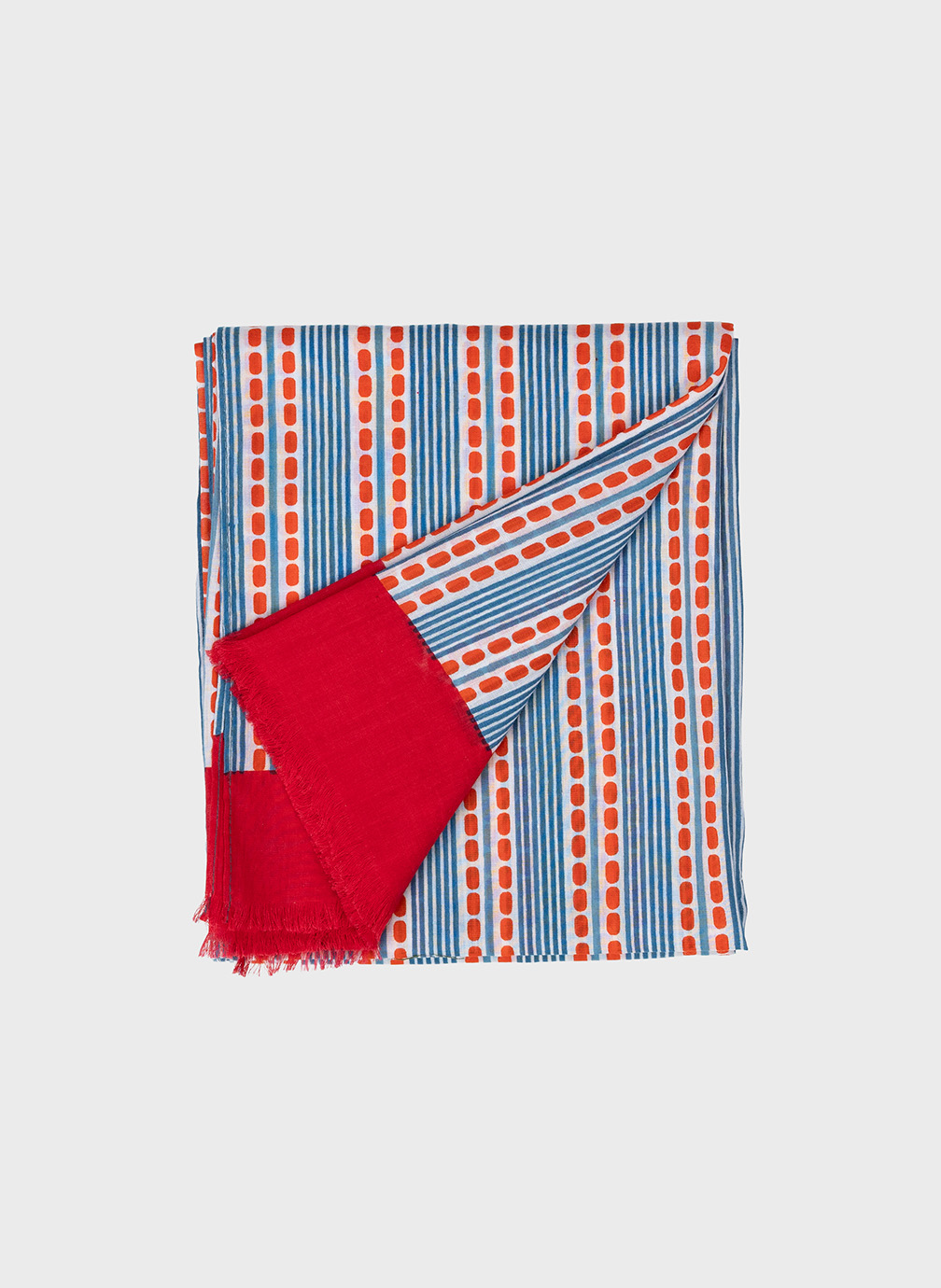 Foulard Rectangulaire Motif Cœurs Bleu Et Rouge - Excellent état - Fabriqué En Italie