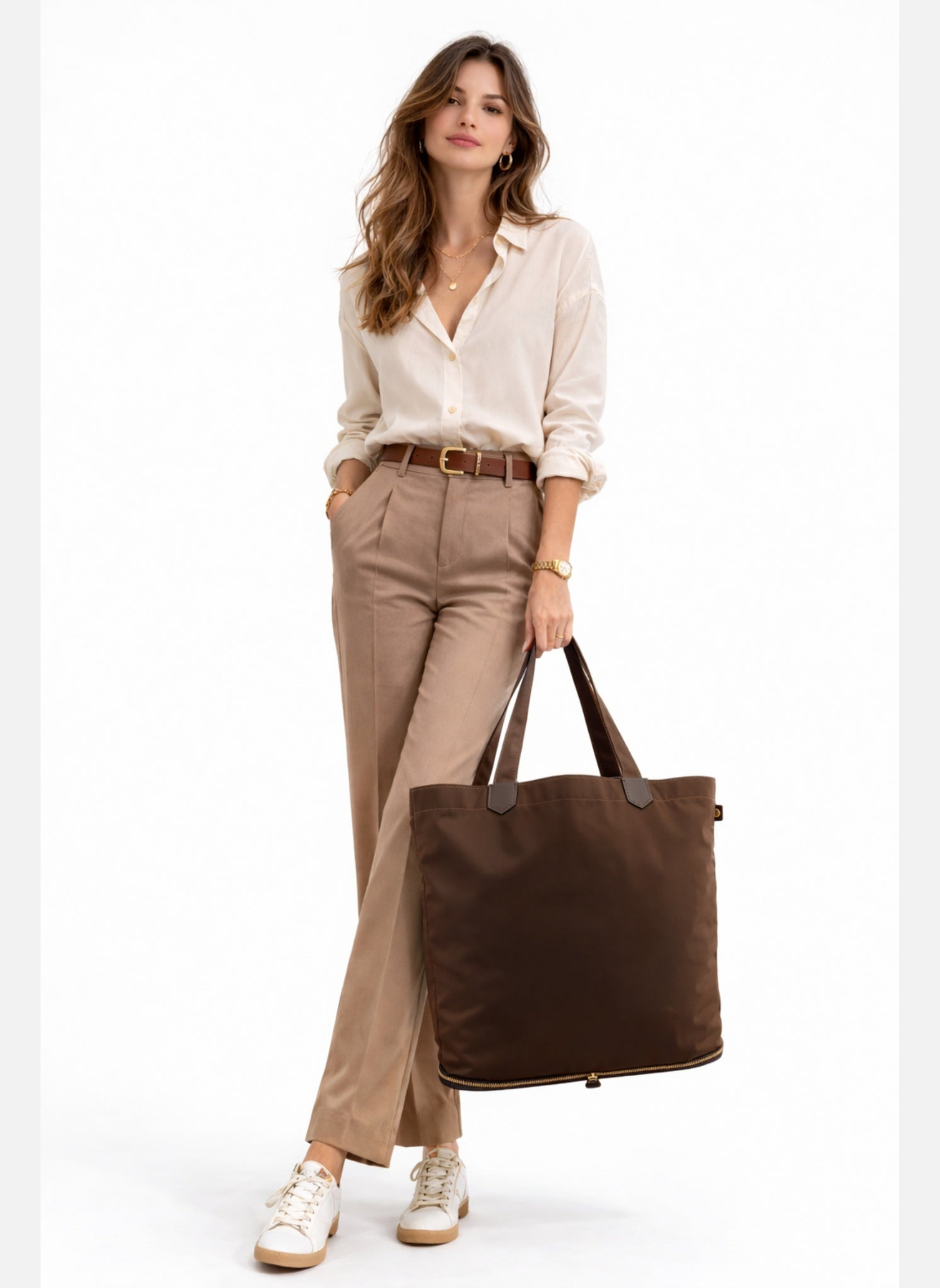 Cabas Madison travel femme marron Pourchet Cabas Madison travel femme marron Marron