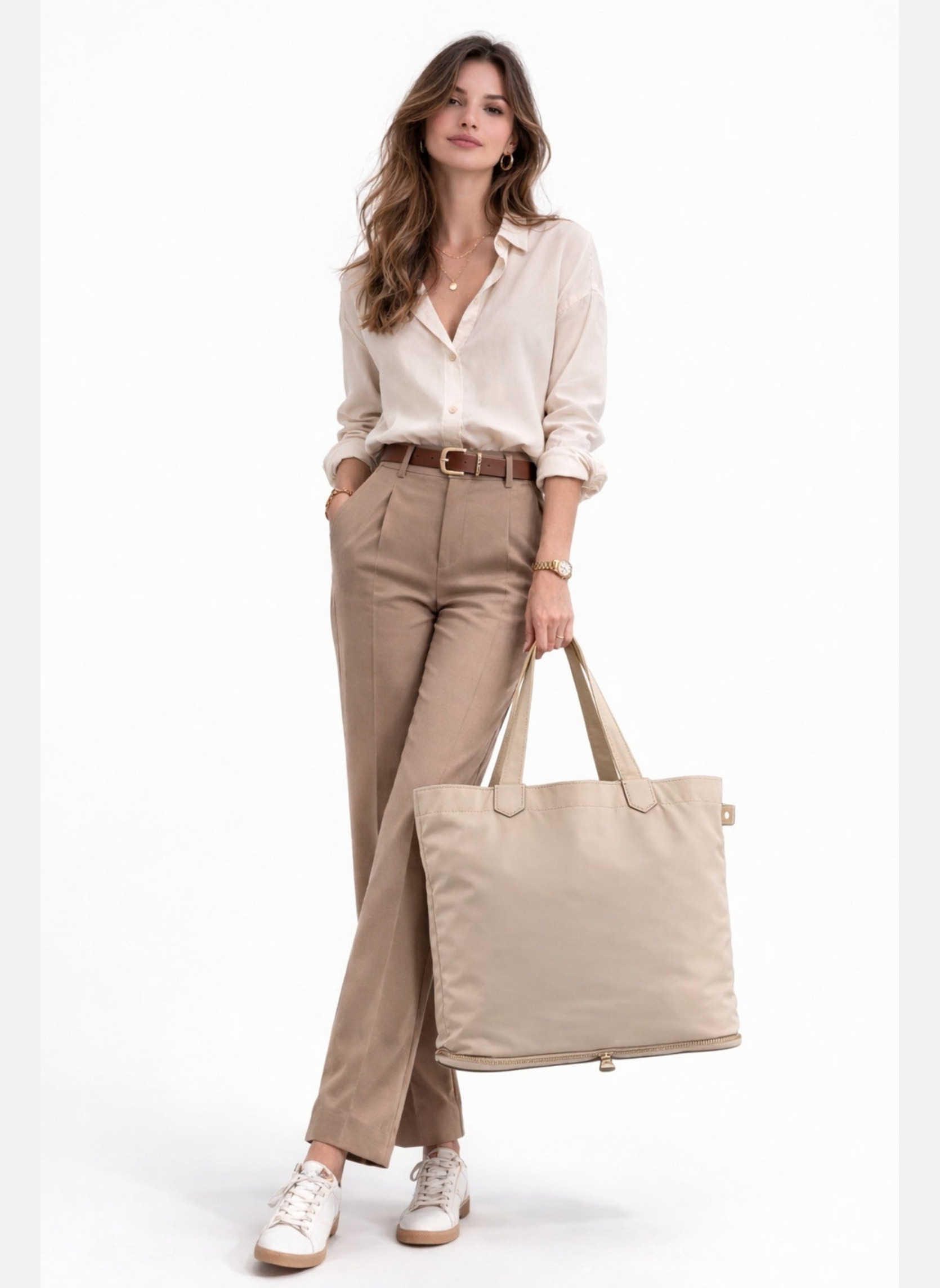Cabas Madison travel femme beige Pourchet Cabas Madison travel femme beige Mastic