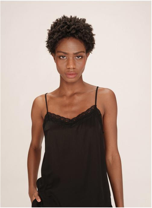 Grace & Mila Tops Caraco satin et dentelle noir Trefle femme noir