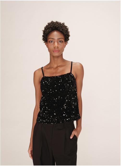 Grace & Mila Tops Top en velours sequins noir Twenty femme noir