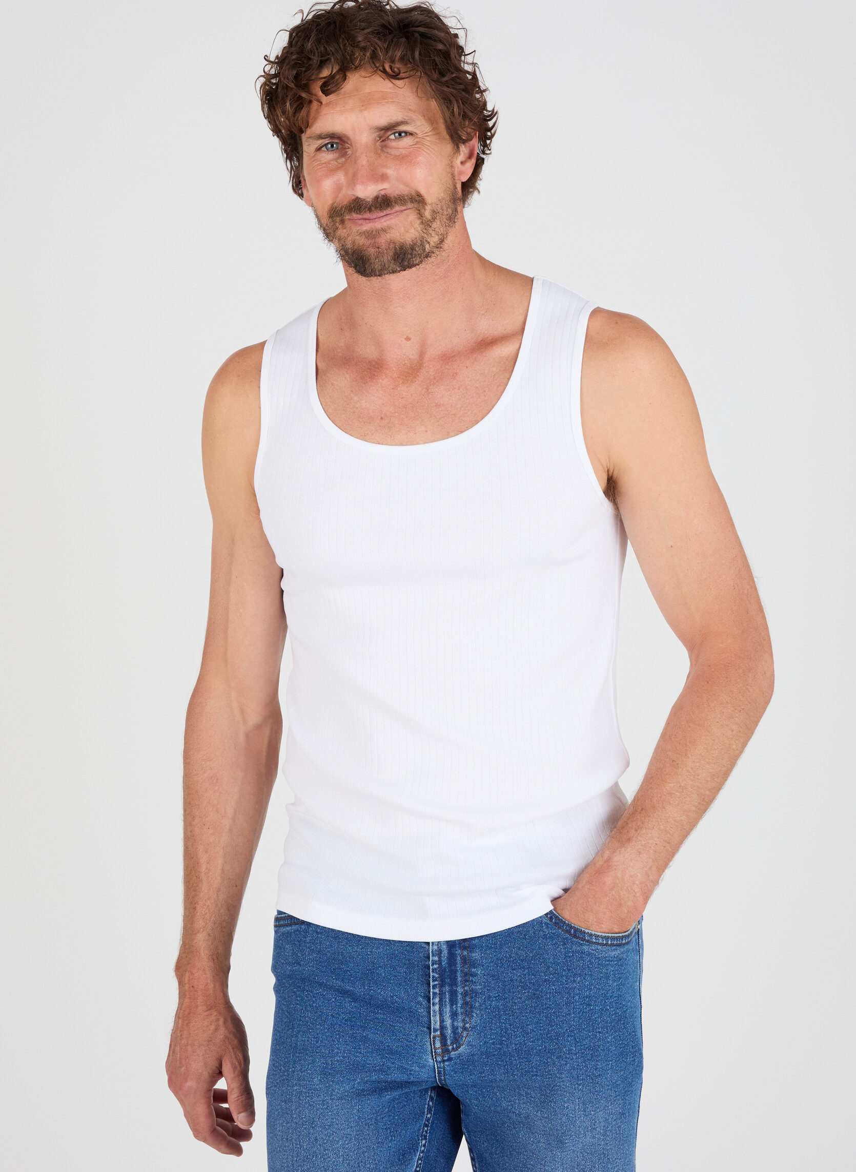 Lot De 5 Débardeurs Hommes 100% Coton - Blancs, Col Rond, Opaques - Parfait Pour Le Sport Et Le Quotidien - 6