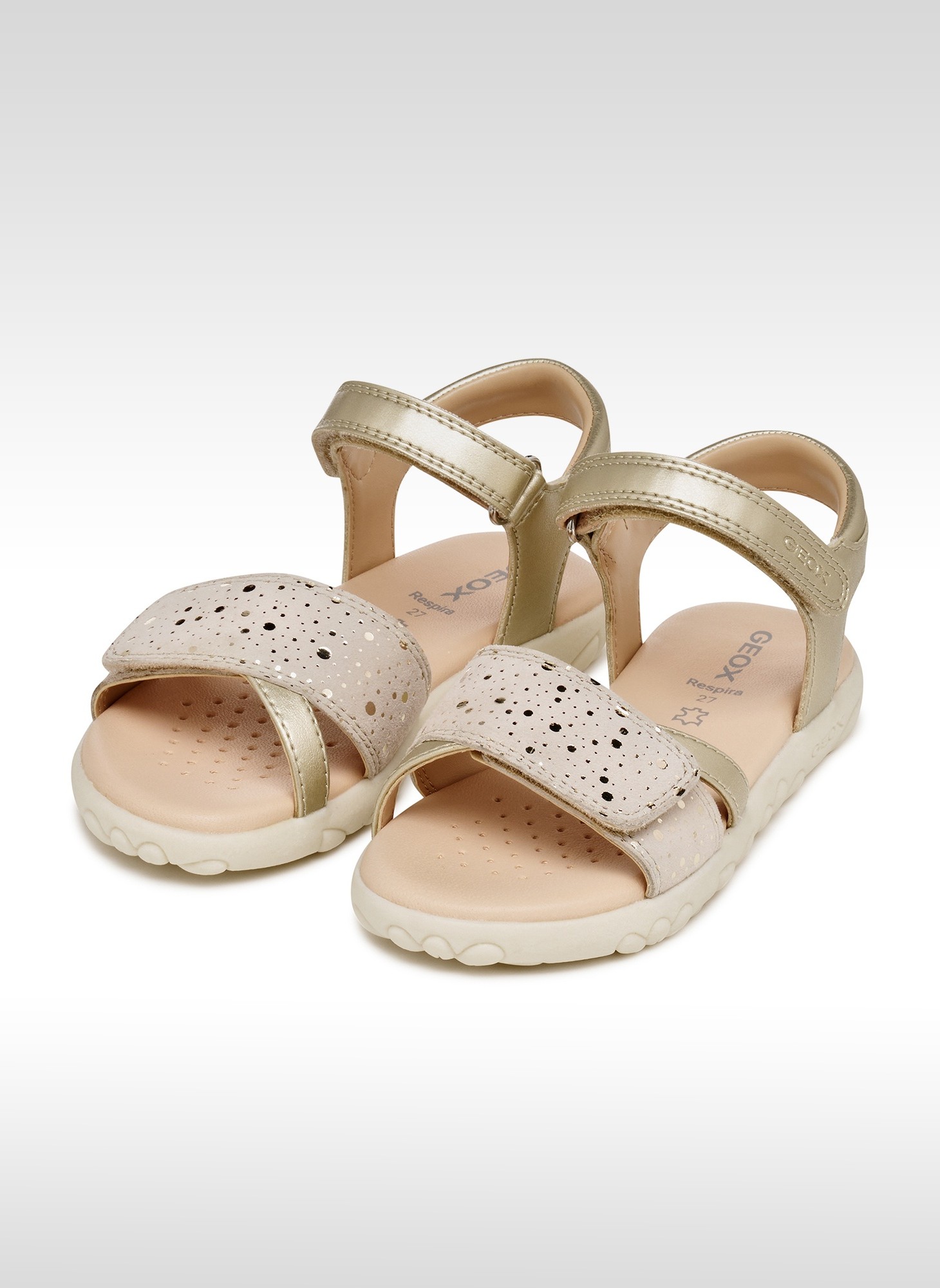 Sandales Geox Fille B Sandal Tapuz Girl - Cuir Extérieur, Semelle Caoutchouc, Fermeture Velcro, Confort Respirant