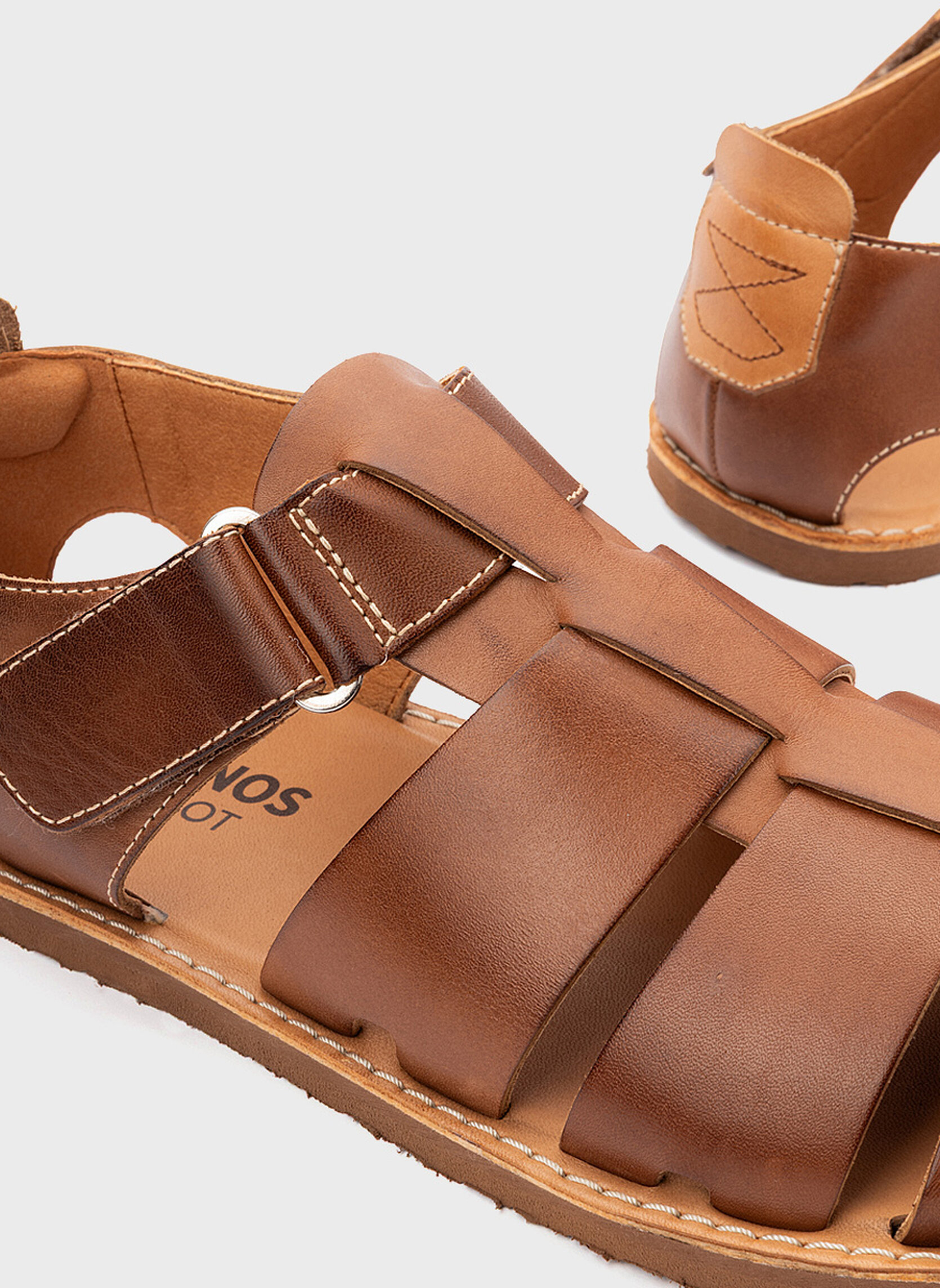 Mules Pikolinos en cuir marrons et à bandes auto-agrippantes