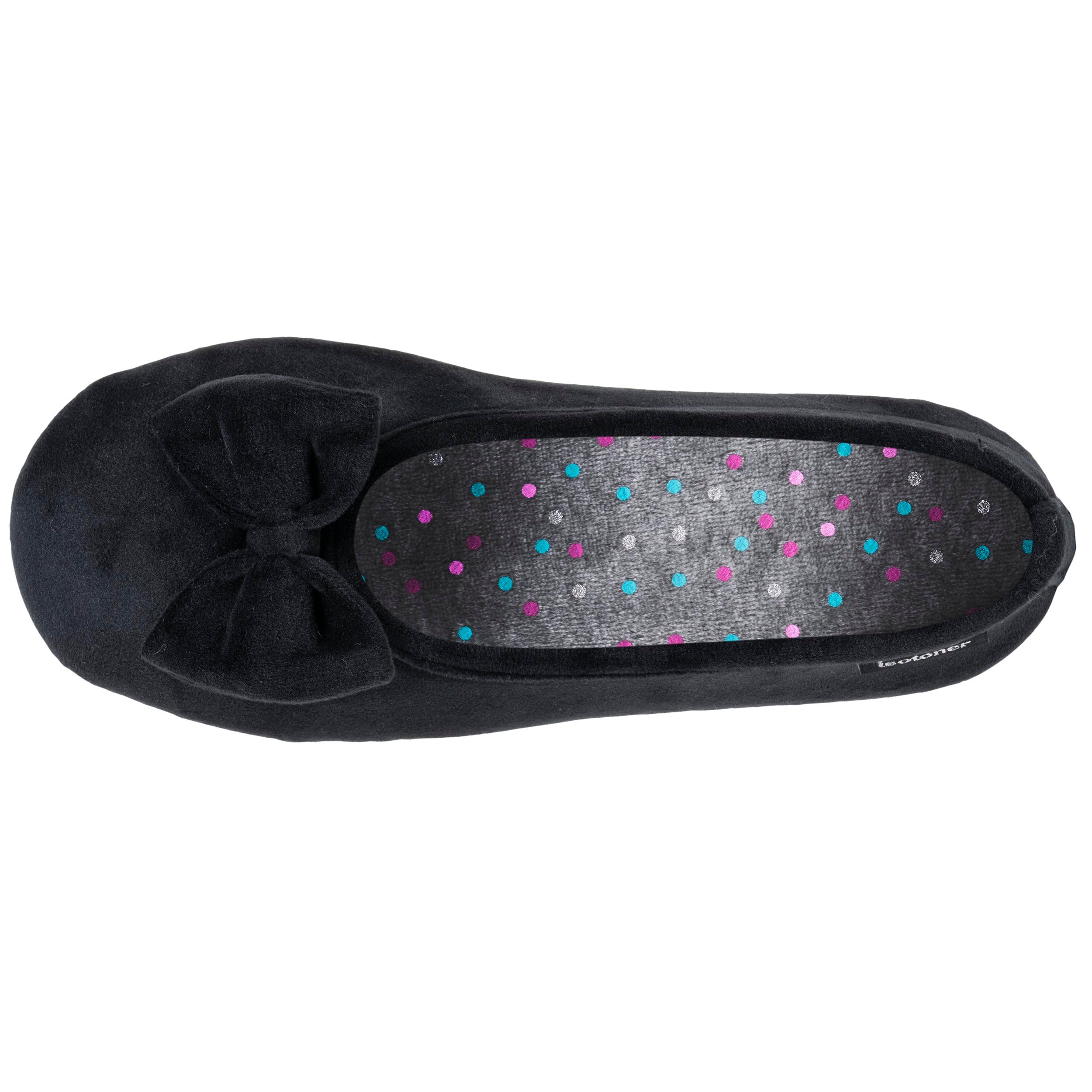 Chaussons Chaussons ballerines Femme Noir pois femme noir Isotoner Chaussons Chaussons ballerines Femme Noir pois femme noir Noir verni