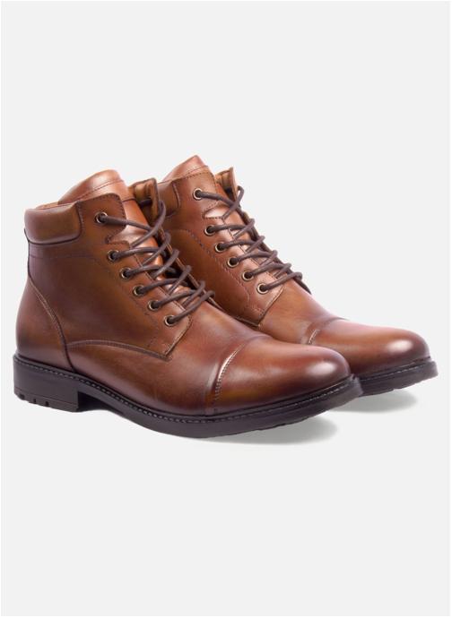 JULES & JENN Bottines et boots Boots rangers cuir cognac homme marron