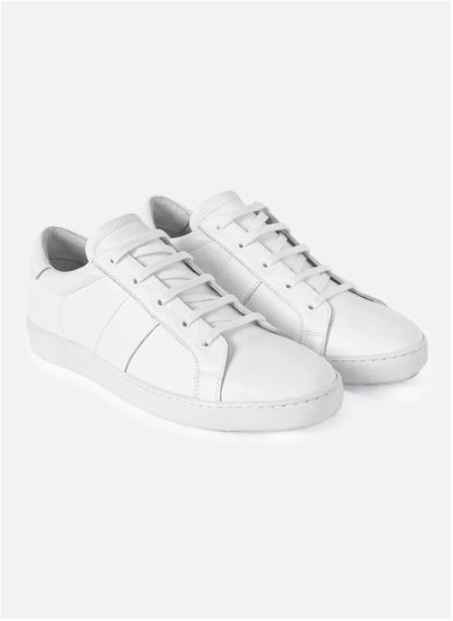 JULES & JENN Baskets basses Tennis lacet Arthur cuir grainé homme blanc