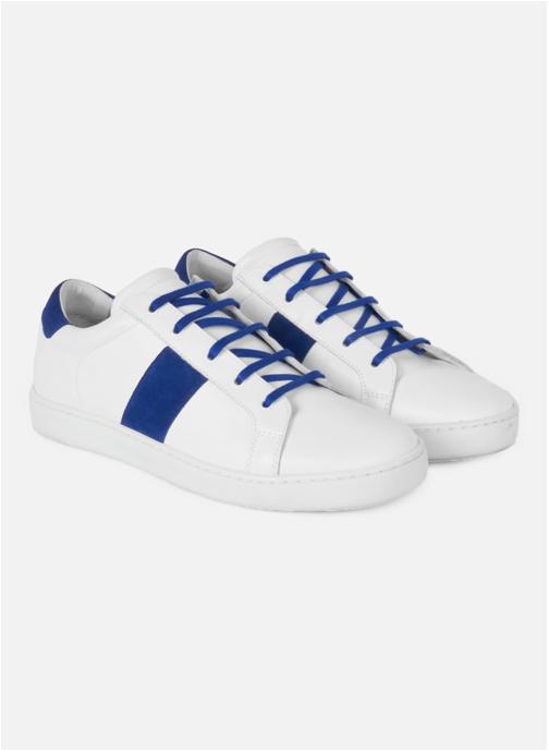 JULES & JENN Baskets basses Tennis lacet Arthur cuir homme blanc