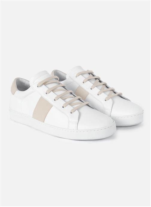 JULES & JENN Baskets basses Tennis lacet Arthur cuir homme blanc