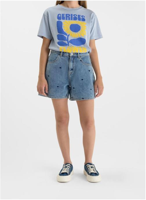 Le temps des cerises Shorts Short en jeans EVAGI Blue fille bleu