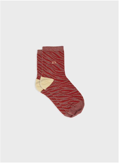 BILLYBELT Chaussettes Zèbre femme rouge