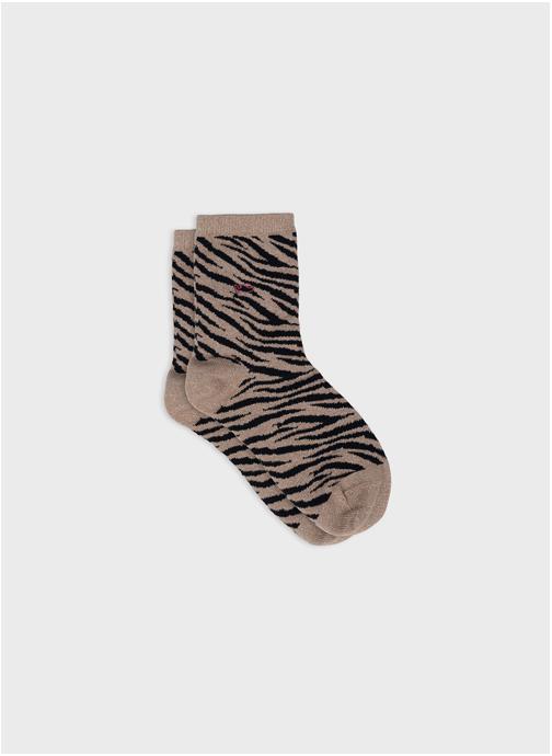 BILLYBELT Chaussettes Zèbre femme marron