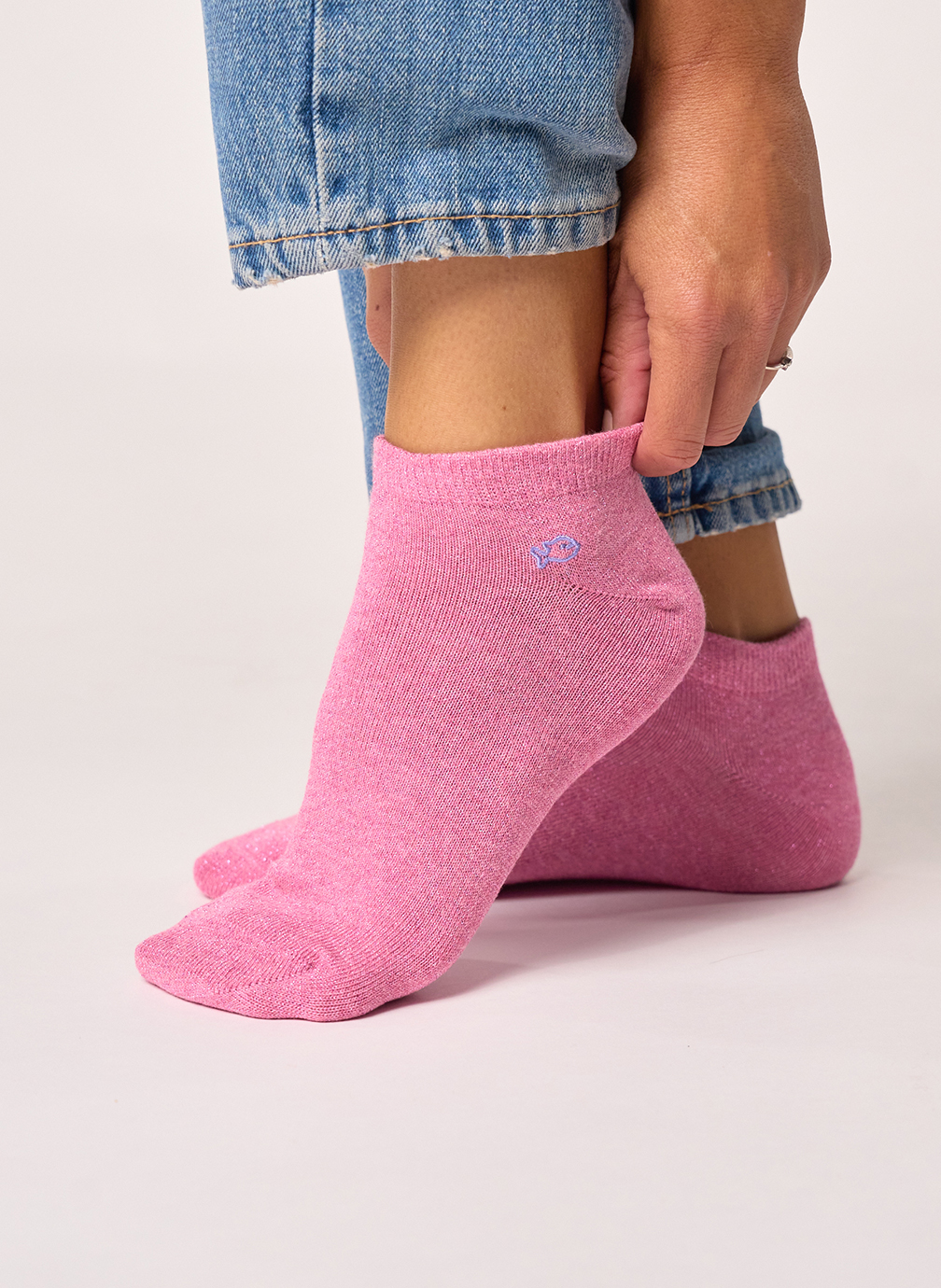 Socquettes Unies pailletées femme rose BILLYBELT Socquettes Unies pailletées femme rose Rose