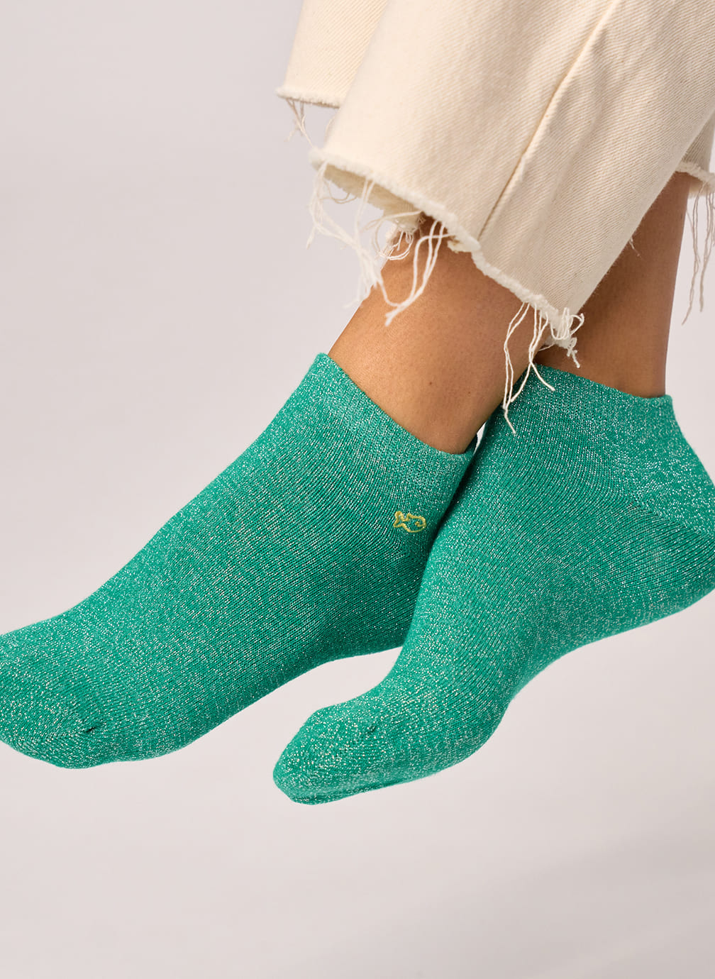 Socquettes Unies pailletées femme vert BILLYBELT Socquettes Unies pailletées femme vert Vert