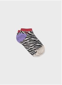 Socquettes Zèbre femme beige