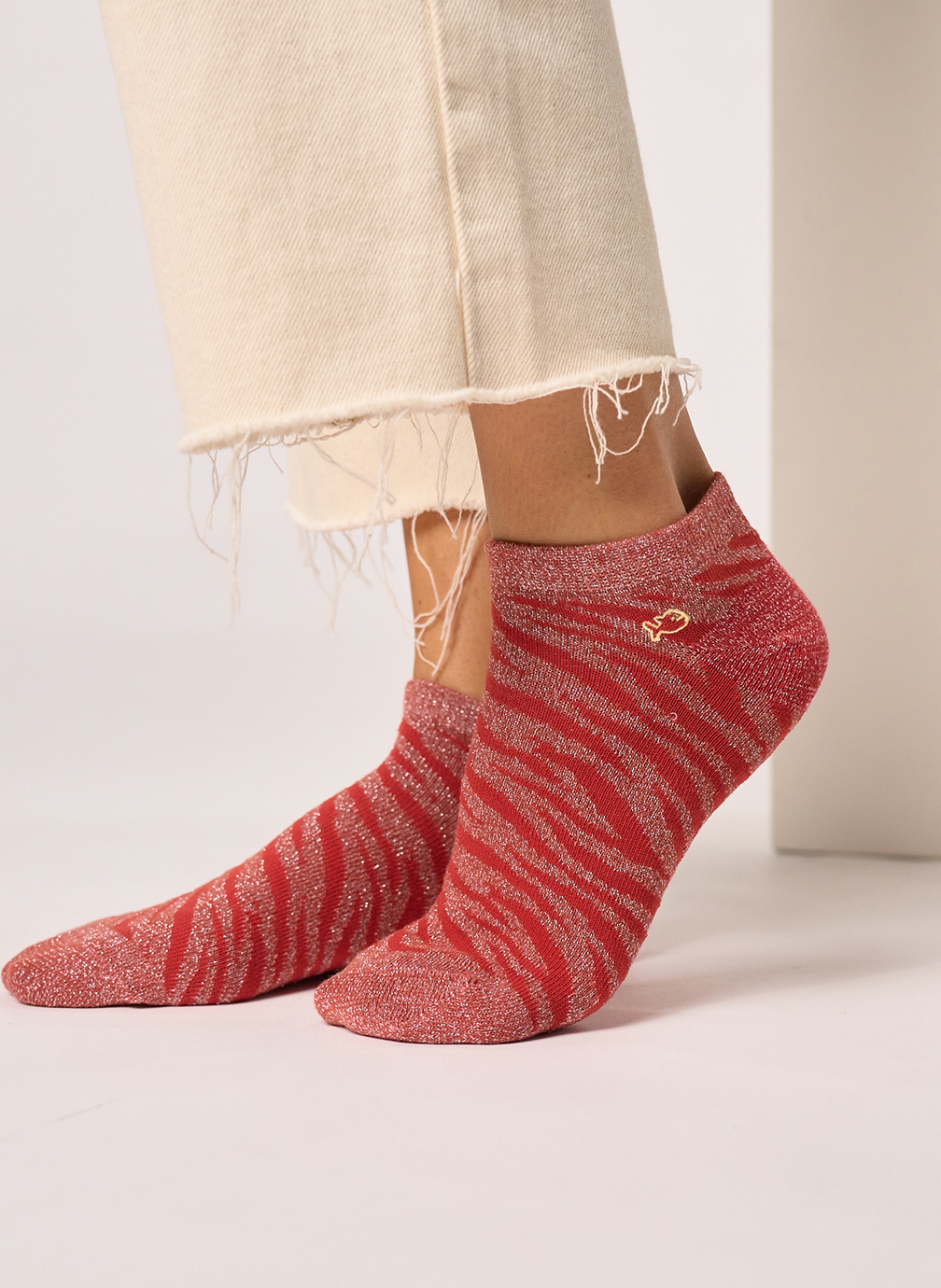 Socquettes Zèbre femme rouge BILLYBELT Socquettes Zèbre femme rouge Rouge