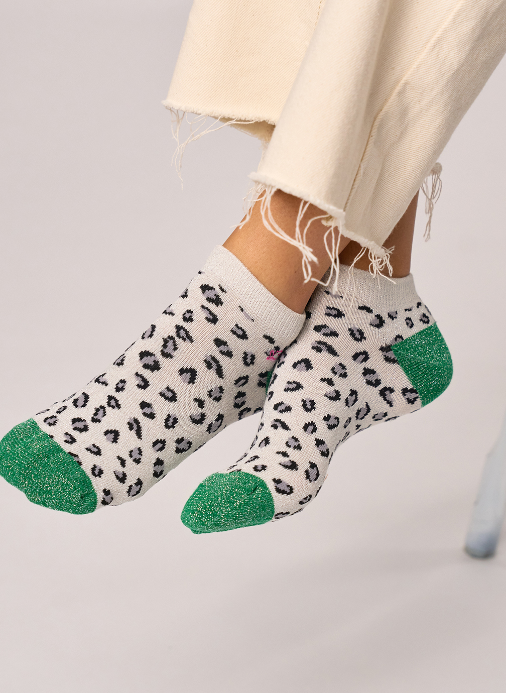 Socquettes Léopard femme blanc BILLYBELT Socquettes Léopard femme blanc Blanc & vert
