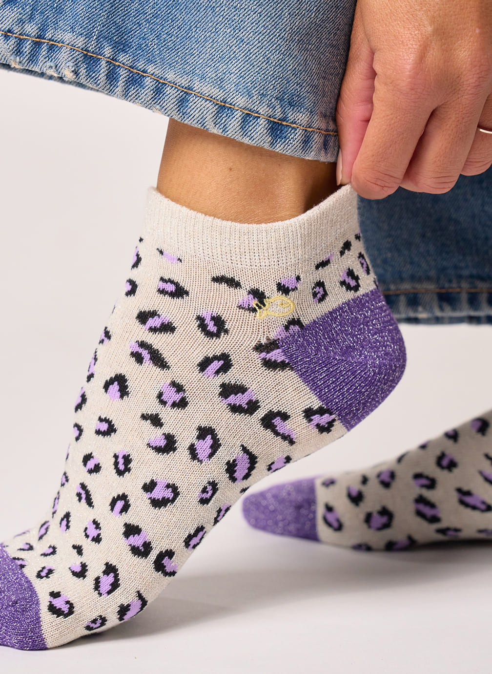 Socquettes Léopard femme violet BILLYBELT Socquettes Léopard femme violet Violet