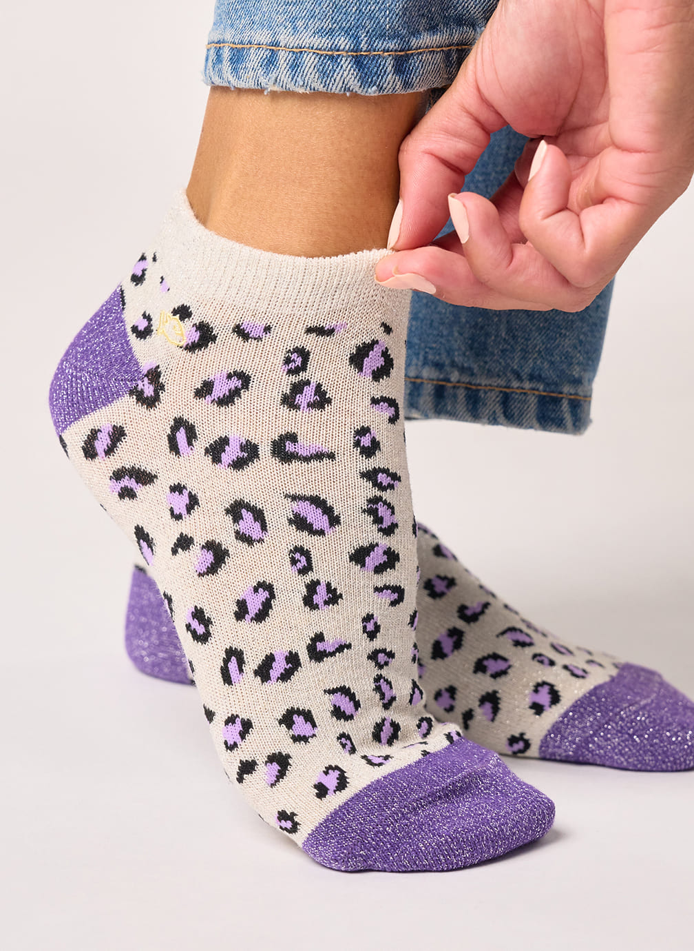 Socquettes Léopard femme violet BILLYBELT Socquettes Léopard femme violet Violet