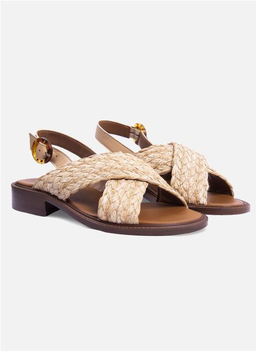 JULES & JENN Sandales Sandales plates boucle écaille rafia beige femme beige